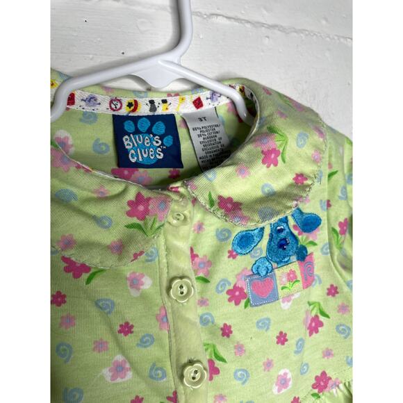 Vintage Blues Clues Girls Dress Tunic Green Floral Size 3T - Picture 3 of 10
